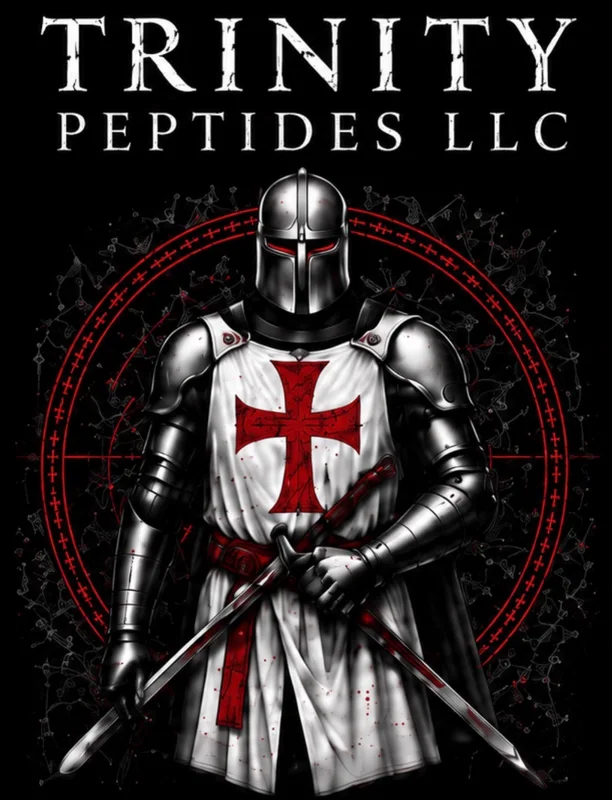 Trinity Peptides LLC armored knight logo