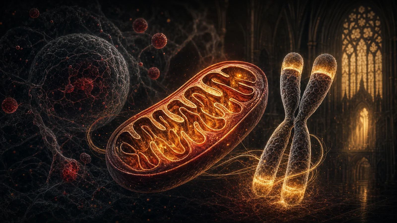 Mitochondria and chromosome structures representing cellular resilience